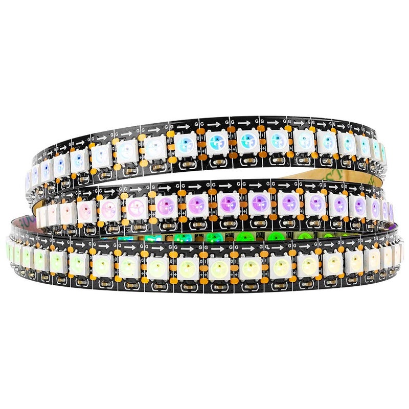BTF-LIGHTING WS2812B IC RGB 5050SMD Pure Gold Individual Addressable LED Strip 3.28FT 144LED 144Pixel/m Flexible Full Color IP30 DC5V for DIY Chasing Color Project(No Adapter or Controller) - Image 1